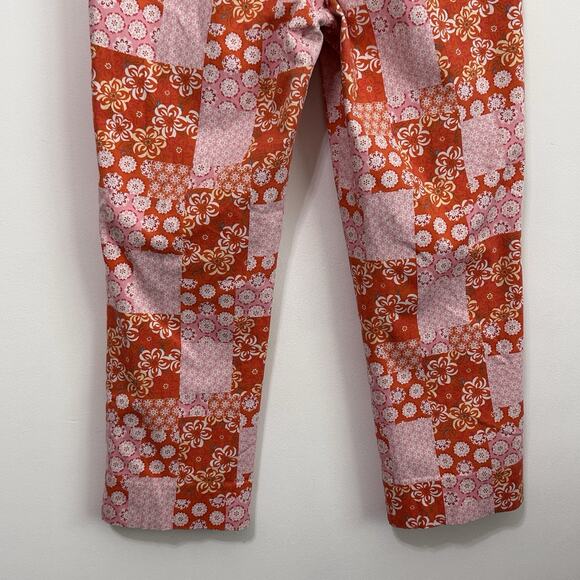 Harolds Pants 10 Orange Pink Patchwork Side Zip 30 x 25 Crop Boho Straight Party - Picture 6 of 8